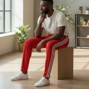 EUC Adidas Scarlet Red 3-Stripe Track Pants - Size Large!